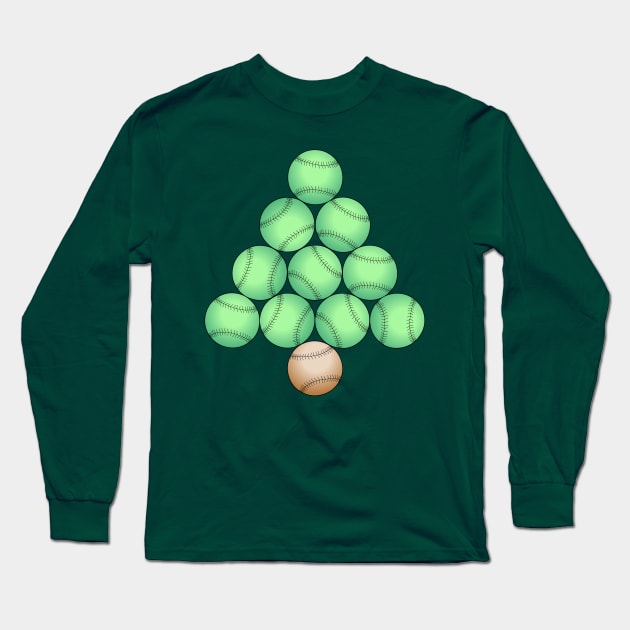 Baseball Christmas Tree Long Sleeve T-Shirt by Barthol Graphics